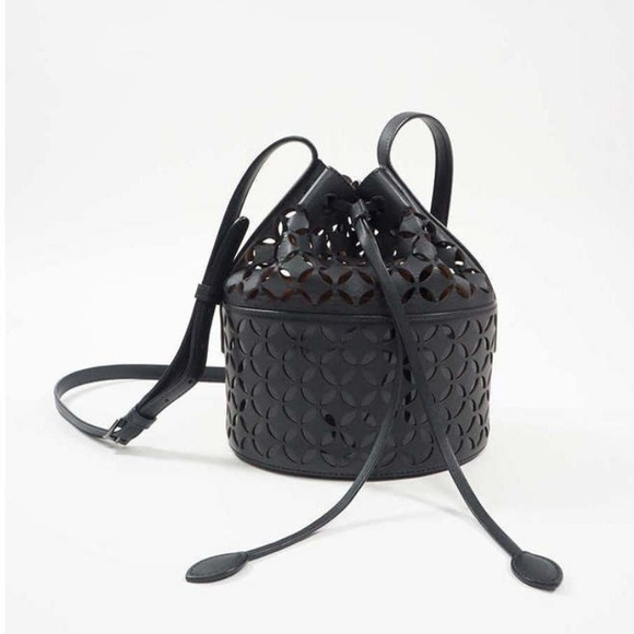 Alaia Handbags - Alaia Bag Black Crossbody Leather Laser Cut Out Bucket Drawstring